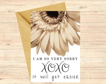 Printable Sympathy Card Floral Design, Instant Download Greeting Card, Condolence Card, Bereavement Card, Support a Friend Card