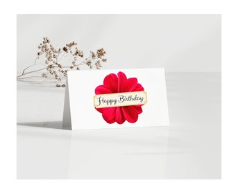 Flower Happy Birthday Card Birthday Greeting Card Poppy Watercolor Print Card 4" x 5.5" With Matching Envelope