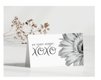 Sympathy Card Personalize So Sorry Greeting Card 5 x 7' Black and White Flower Note of Sympathy