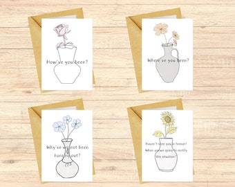 Floral Note Cards Set, Botanical Stationery, Cute Flower Cards, Blank Greeting Cards, Thinking of You Notes, Stationary Gift,