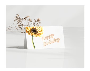 Flower Birthday Card, Sunflower Happy Birthday Greeting For Anyone