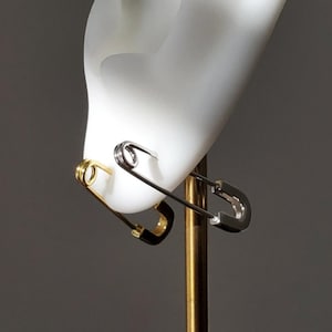 Sterling Silver and 18K Gold Plated Safety Pin Earrings