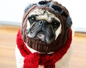 The Red Baron - Dog Hat and Scarf Set - Pug Hat - Avaiator Hat - Dog Costume - Pet Clothing - Pet Supplies - All You Need is Pug®