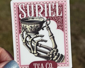 Suriel Tea Co.-klistermärke – ACOTAR Bokliknande vinylklistermärke