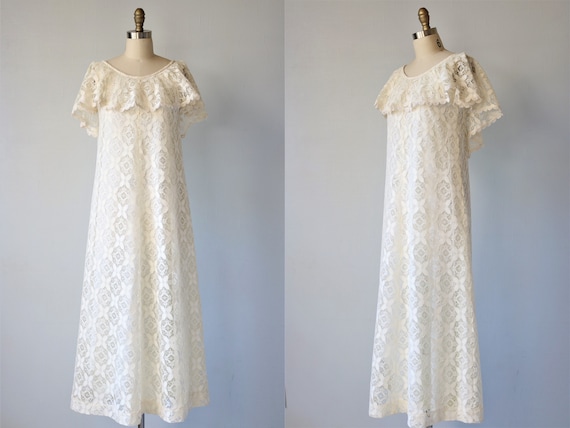 Lace Maxi Dress Boho Wedding Dress 1970s Liberty H