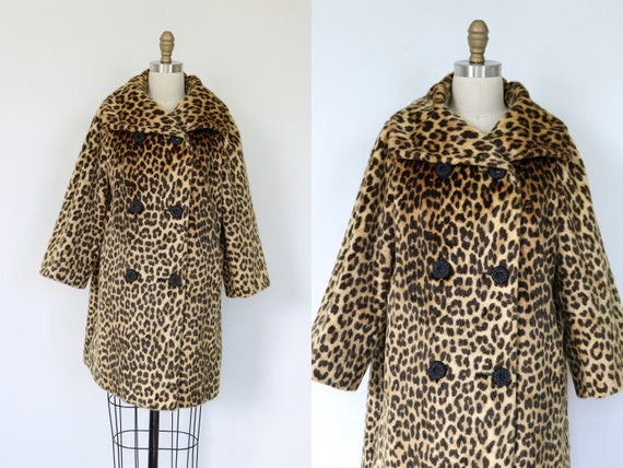 Leopard Coat 1960s Leopard  Swing Coat Animal Pri… - image 1