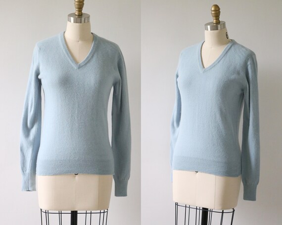 Blue Pullover Sweater Cashmere Knit Sweater