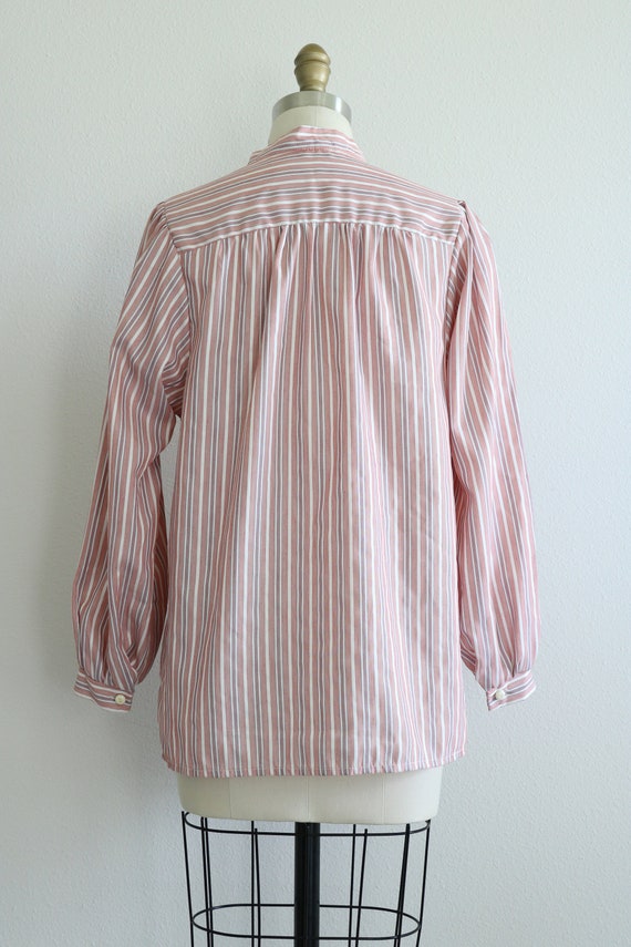 Striped Smock Blouse Poet Top Pop Over Short Coll… - image 4