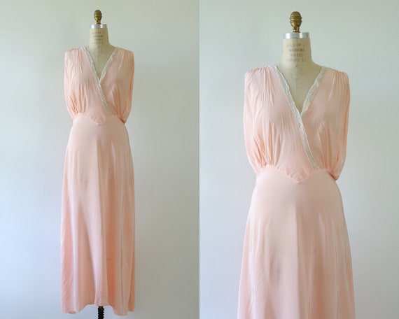 Vintage 1940s Bias Cut Nightgown Lingerie 40s Slip