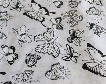 Butterfly Print Fabric Maryan by Zuzek Key West Hand Print Fabrics 3 7/8 YDS Vintage 1970s