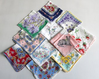 Vintage Rose Floral Handkerchiefs Hankies Lot of 11 Framing Craft Colors Floral