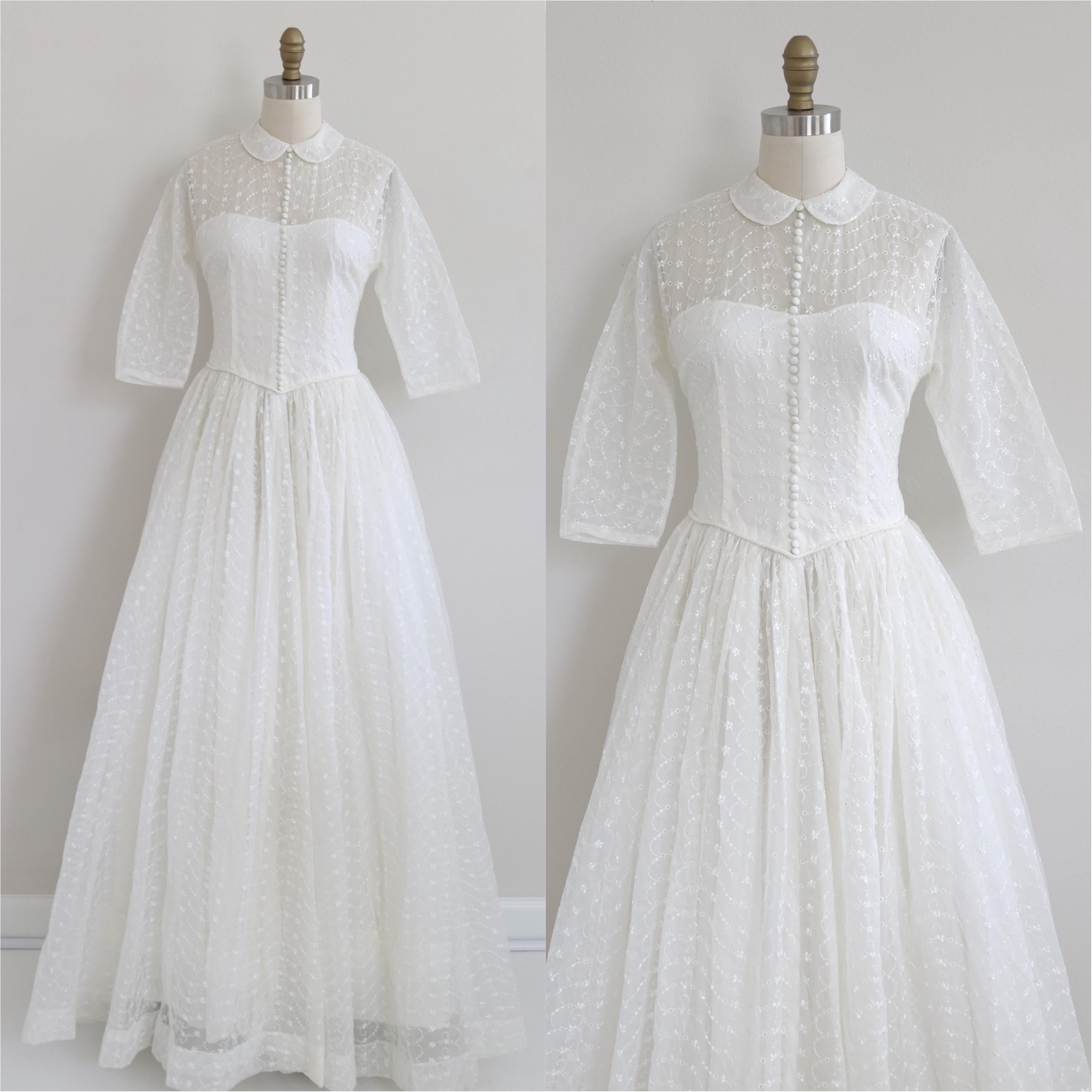 Vintage Eyelet Lace Wedding Dress