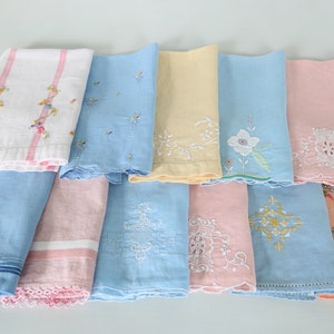 Vintage Embroidered Tea Towels Dish Towel Hand Towel Linen Cotton Set of 11 Instant Collection Kitchen image 3