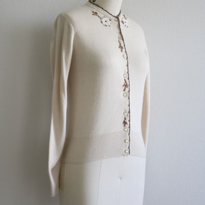 Vintage 50s Cardigan Sweater Knit Beaded Pinup Sweater 画像 4