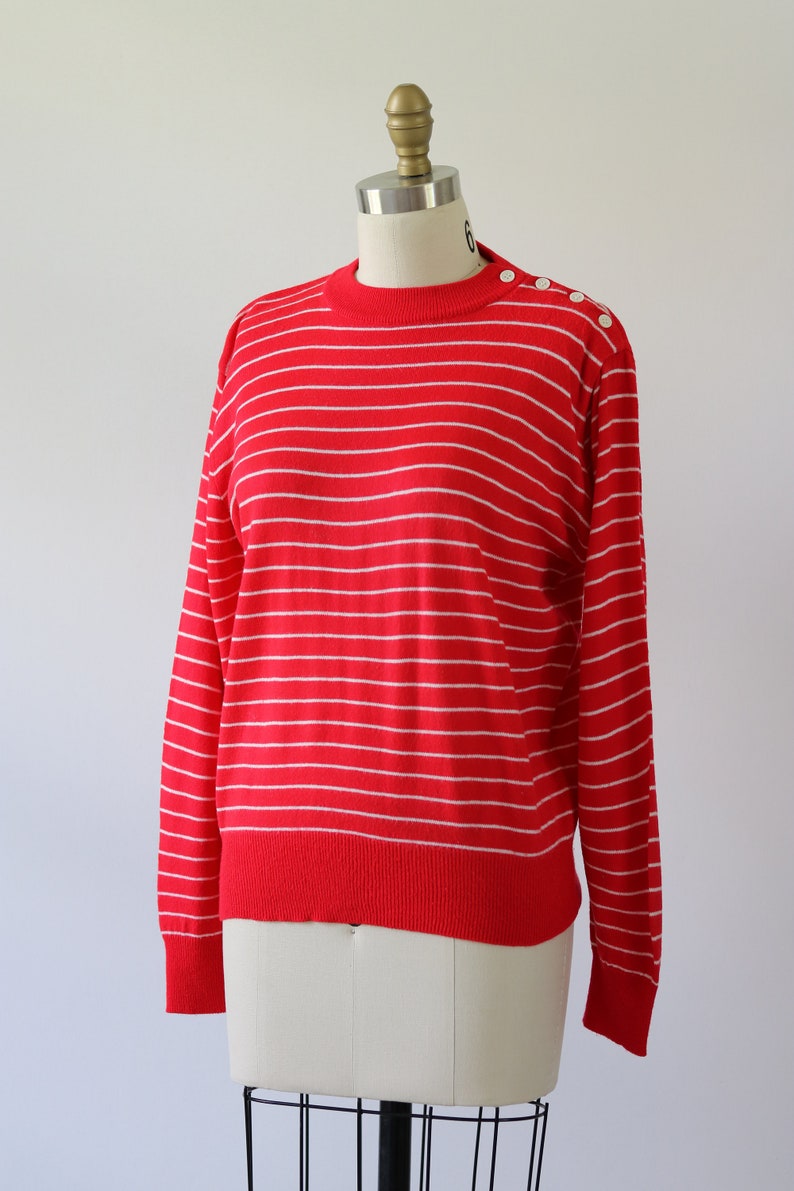 1980s Red Striped Sweater Nautical