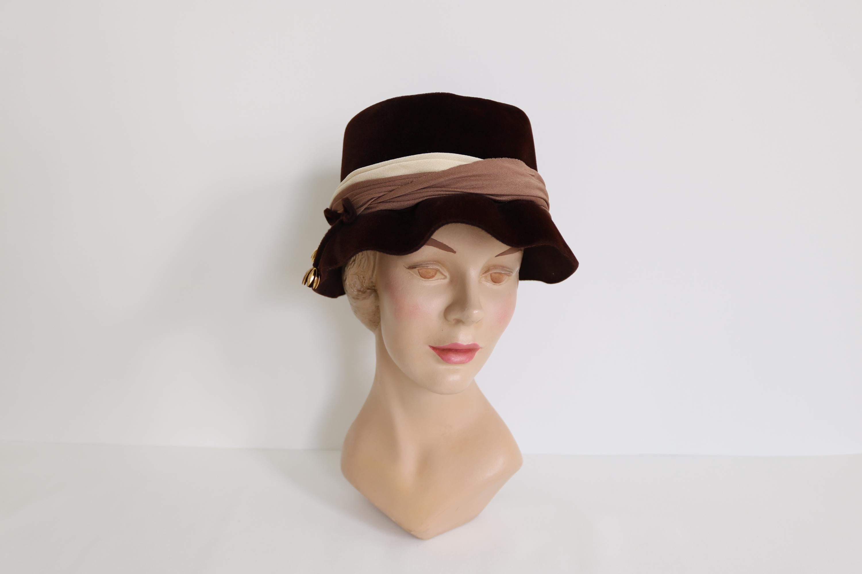 Vintage Brown Felt Bucket Cloche Hat 1960s Tea Party Hat - Etsy