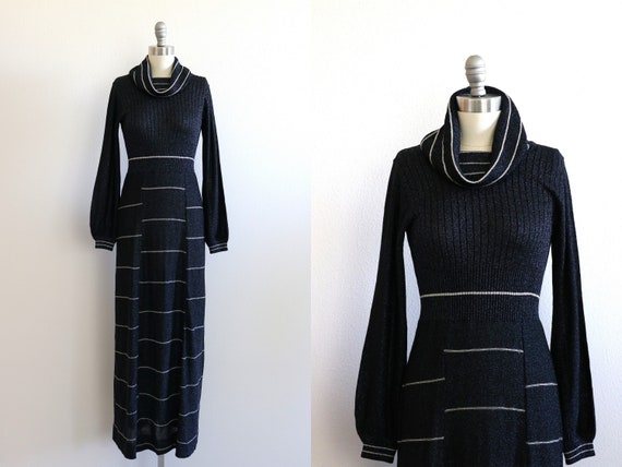 Wenjilli Dress Designer Lurex Knit Maxi Evening S… - image 1
