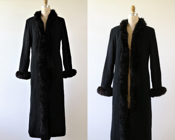 Black Fur Trimmed Opera Dress Coat Formal