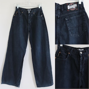 BONGO 90s Black Button Fly Wide Leg Skater Jeans Waist 28 Inseam 32