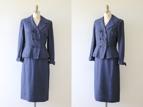 Vintage 1940s Suit Peplum Jacket Blazer Fitted