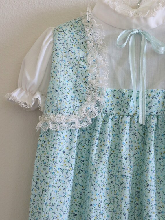 Vintage Baby Toddler Dress Blue Prairie Dress 197… - image 6