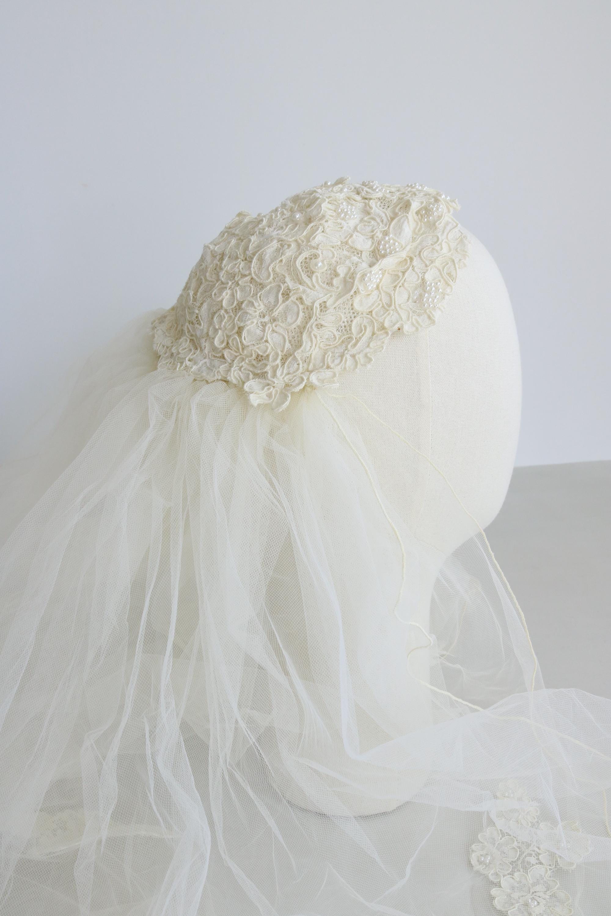 Ivory Bow Juliet Cap, Vintage 50\'s 60\'s 1950s Juliet Cap - Etsy main image 4
