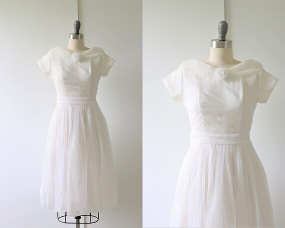 Vintage 1950s White Formal Prom Dress Special Even