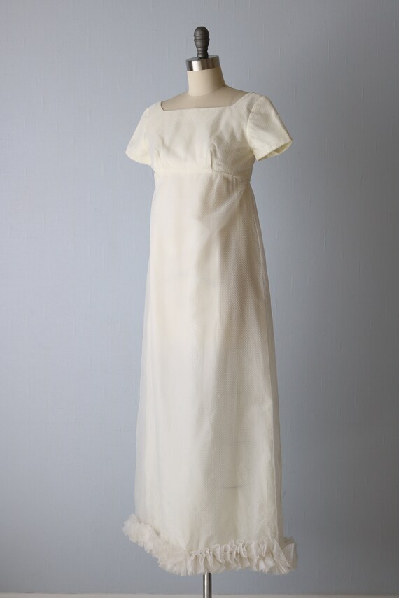 Vintage Wedding Dresses 1960s Swiss Dot Ruffled Short Sleeves Etsy