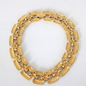 Anne Klein Vintage Collar Necklace Gold Tone Wide Matte Egyptian Revival Choker Necklace image 5