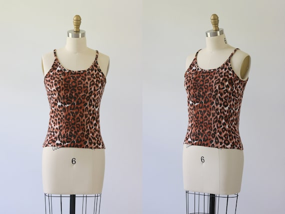 Leopard Print Tank Top Cropped 1980s