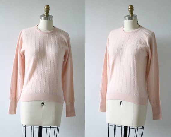 Pink Pullover Sweater Cashmere Cable Knit Sweater