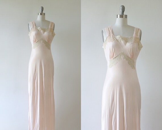 Vintage 1940s Bias Cut Nightgown Lingerie 40s Slip