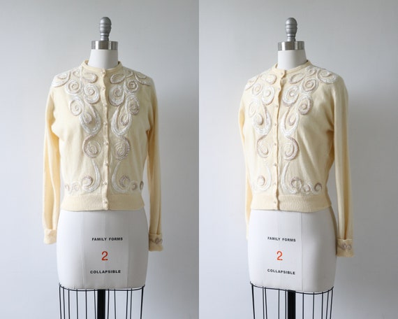 Cardigan Sweater Beaded Cashmere Cream Wedding Bri