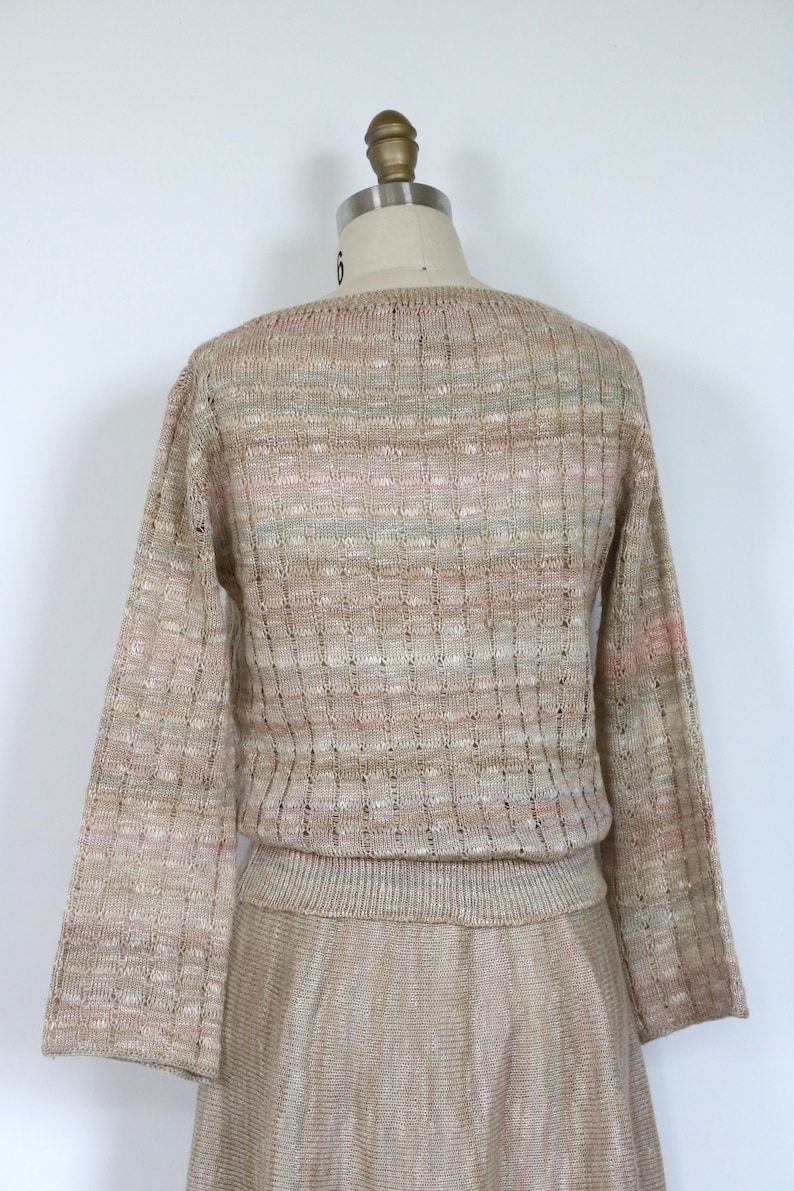 St John Knit Dress Ribbed Skirt & Top 2 Piece Set 1970s Space Dyed image 5