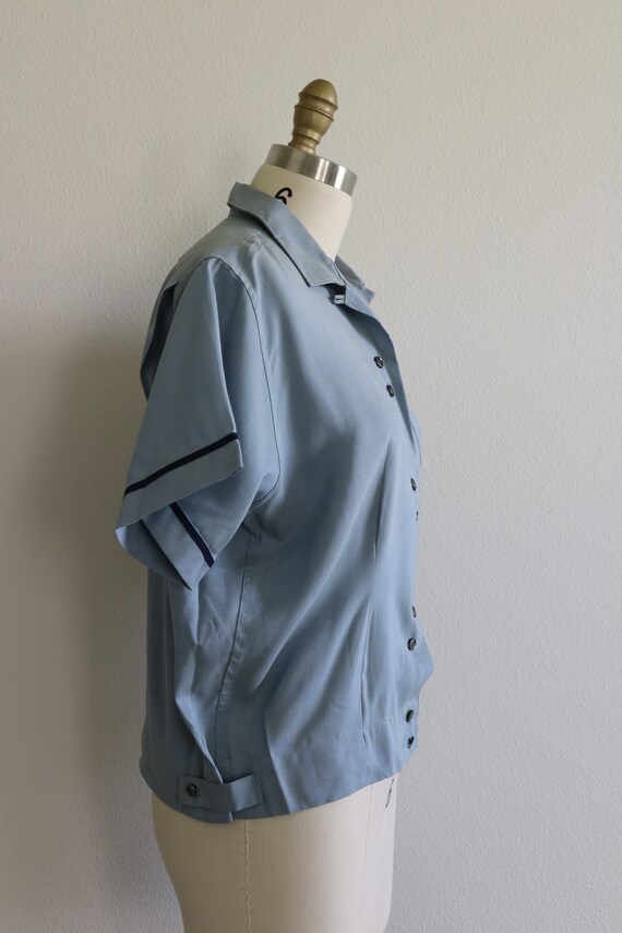 Vintage Bowling Shirt Women's Ladies 1950s 1960s Blue… Gem