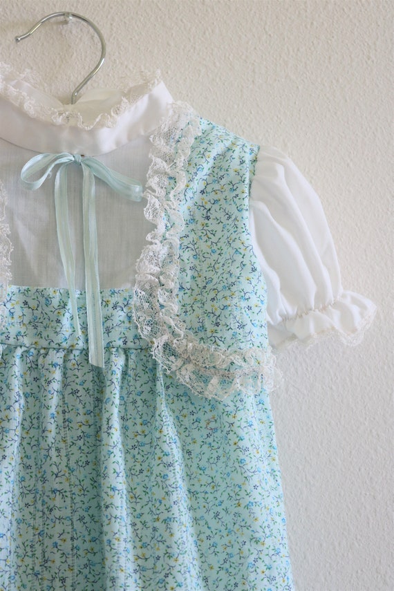 Vintage Baby Toddler Dress Blue Prairie Dress 197… - image 3
