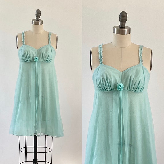 Mint Green Baby Doll Nightgown Chiffon Ruffles La