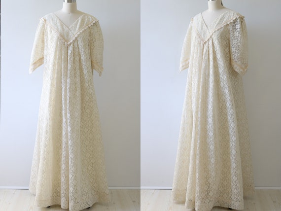 Lace Maxi Dress Boho Wedding Dress 1970s Liberty H