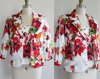 Top formal de noche Alex Evenings rosa con estampado floral para invitadas a bodas y cruceros, talla grande para mujeres de baja estatura.