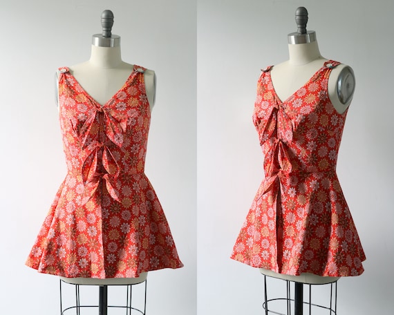 Vintage 1950s Romper Playsuit Bathing Suit Top