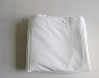 White 100% Cotton Duvet Cover KING UNUSED Piping Trim Button Top Edge Vintage 1980s