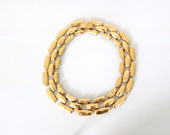 Anne Klein Vintage Collar Necklace Gold Tone Wide Matte Egyptian Revival Choker Necklace