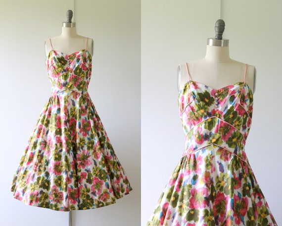 1950s Novelty Floral Cotton Dress Lou-Ette Califor