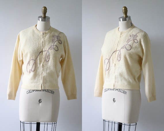 Cardigan Sweater Beaded Cashmere Cream Wedding Bri