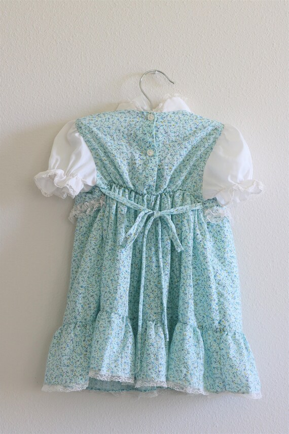 Vintage Baby Toddler Dress Blue Prairie Dress 197… - image 4