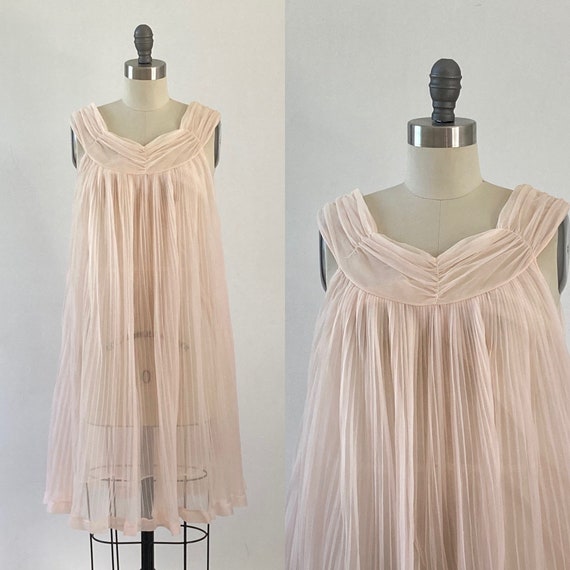 Pink Baby Doll Nightgown Chiffon Ruffles Lace Baby