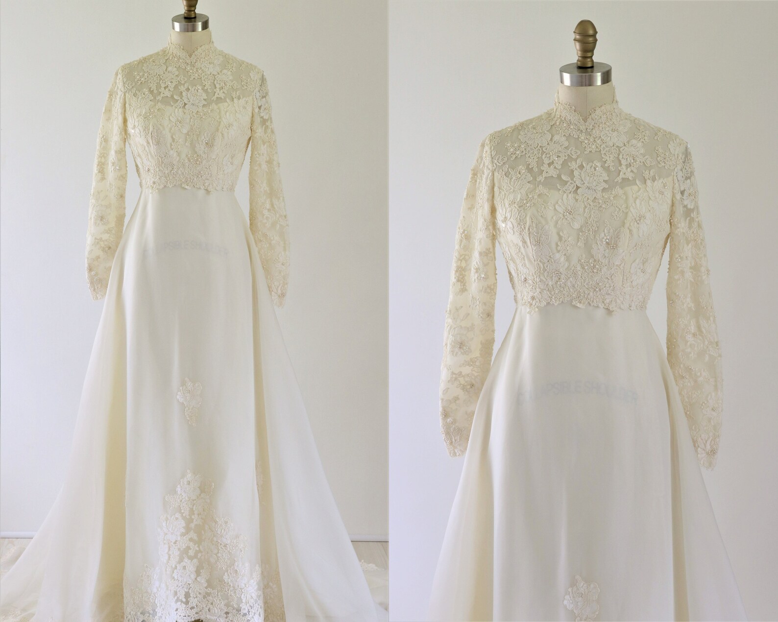 Robe de mariée vintage des années 1970 Boho Long Sleeve High | Etsy