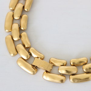 Anne Klein Vintage Collar Necklace Gold Tone Wide Matte Egyptian Revival Choker Necklace image 2
