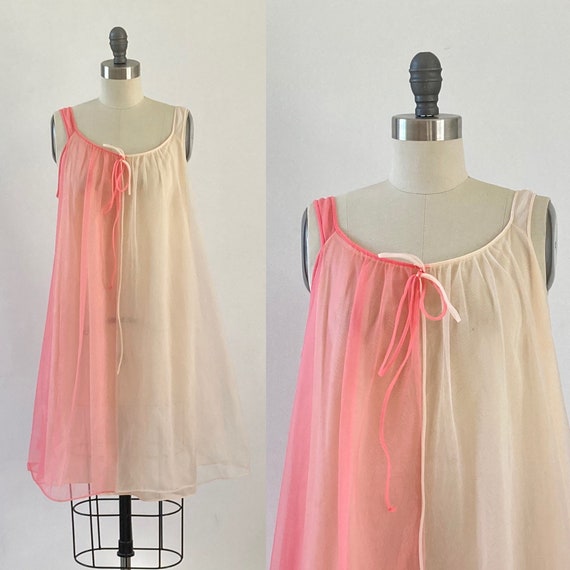 Pink Baby Doll Nightgown Chiffon Ruffles Lace Baby