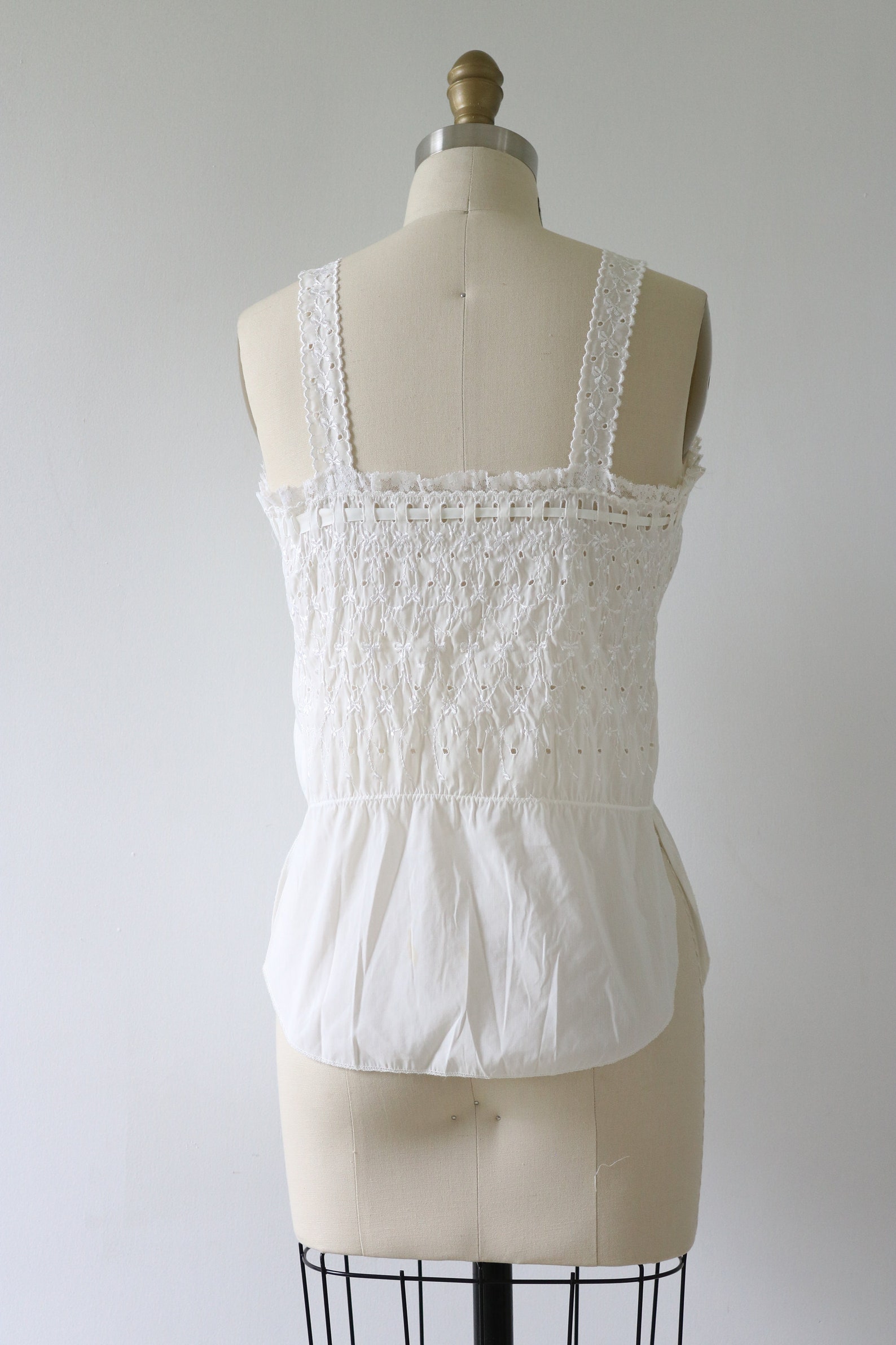 White Lace Embroidered Cami Camisole Tank Top Blouse Etsy